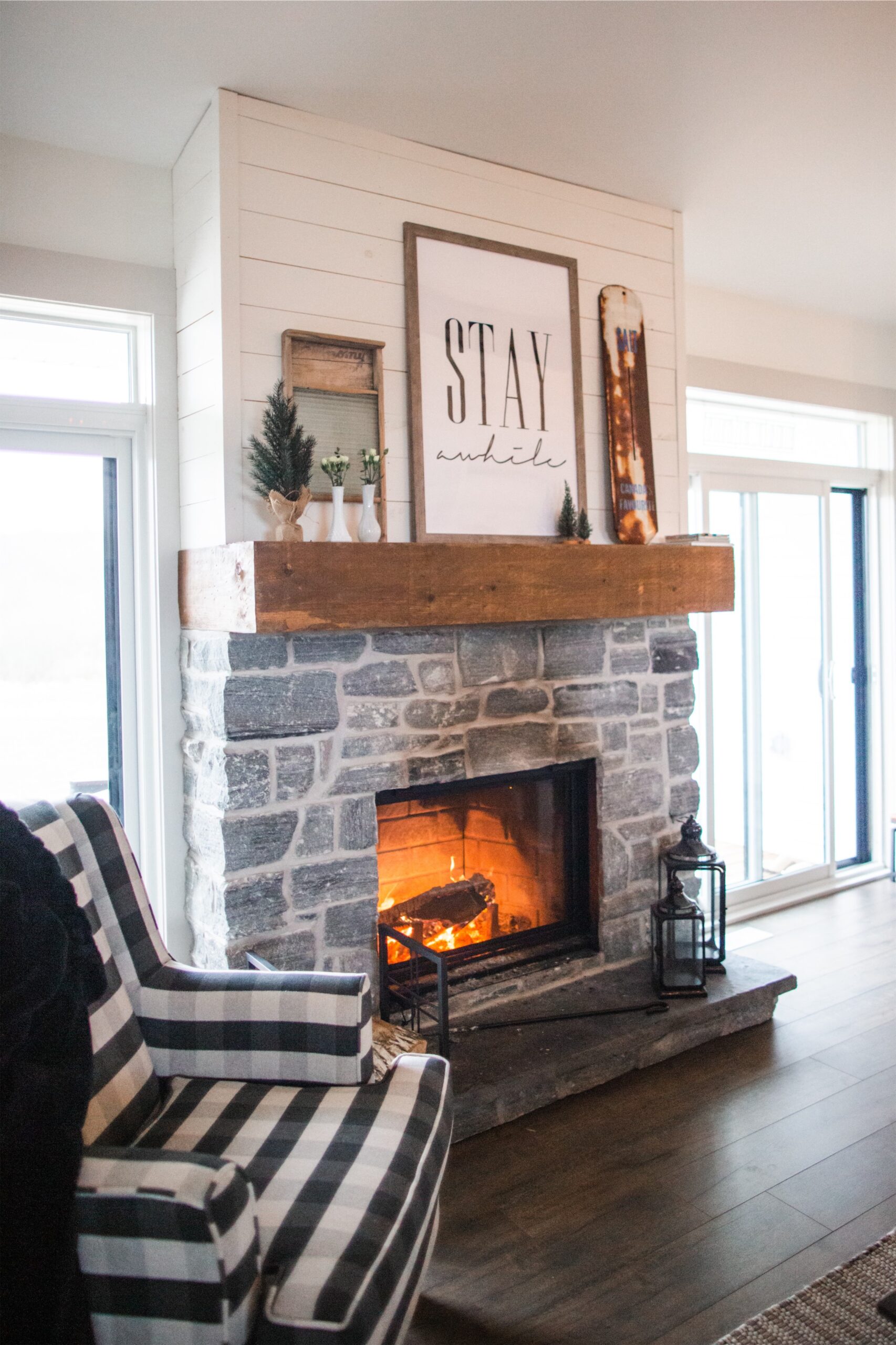 Photo of a fireplace in a home for sale.